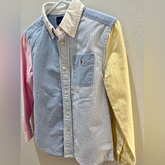 Polo by Ralph Lauren Striped Cotton Oxford Fun Shirt Boys Pastel Colour Size 5 - Picture 4 of 10